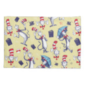 帽子をかぶった猫 | 黄色のパターン 枕カバー (裏面-左)