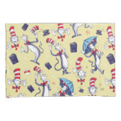 帽子をかぶった猫 | 黄色のパターン 枕カバー (正面右)