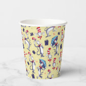 帽子をかぶった猫 | 黄色のパターン 紙コップ (裏面)