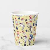 帽子をかぶった猫 | 黄色のパターン 紙コップ (正面)