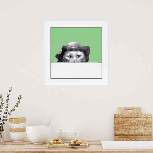 帽子をかぶった猫(Moegi) ポスター (キッチン)
