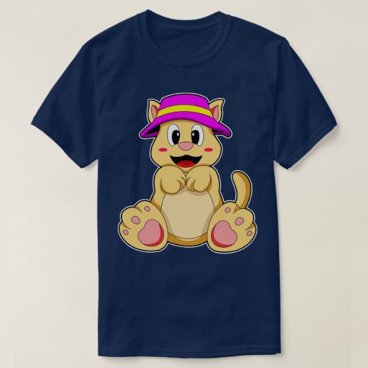 帽子をかぶった猫 Tシャツ (デザイン正面)