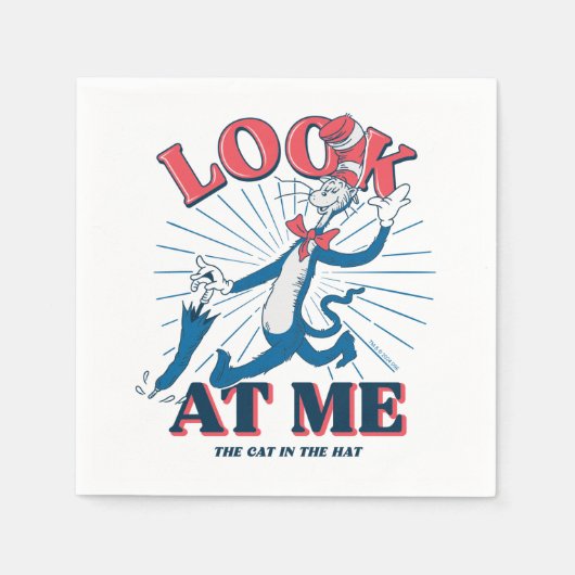 帽子をかぶった私の猫を見る スタンダードカクテルナプキン (正面)