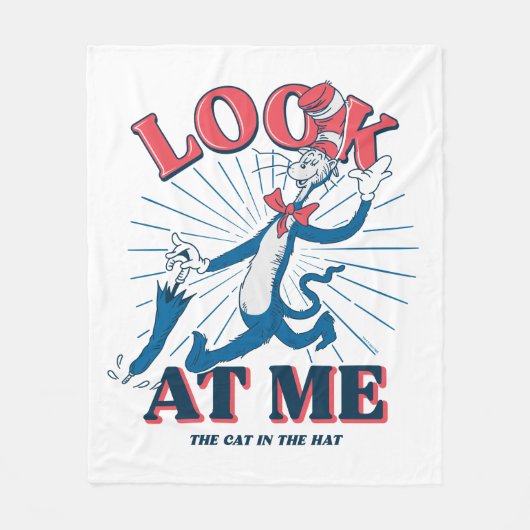 帽子をかぶった私の猫を見る フリースブランケット (正面)
