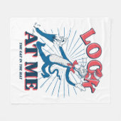 帽子をかぶった私の猫を見る フリースブランケット (正面(横))