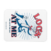 帽子をかぶった私の猫を見る マグネット (横)