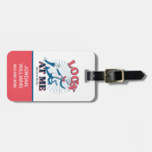 帽子をかぶった私の猫を見る ラゲッジタグ (正面横)