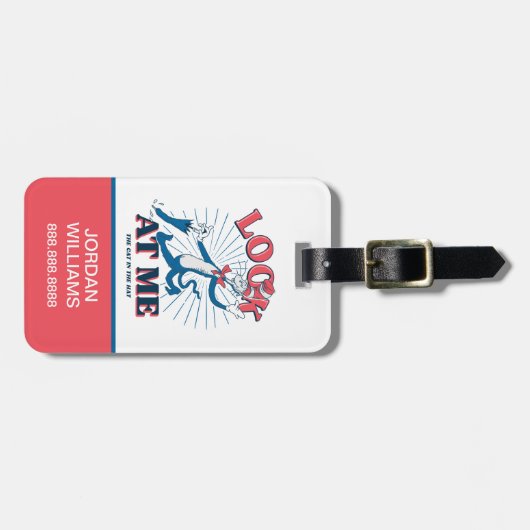 帽子をかぶった私の猫を見る ラゲッジタグ (正面横)