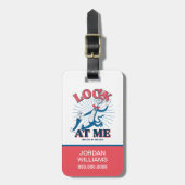 帽子をかぶった私の猫を見る ラゲッジタグ (正面縦)