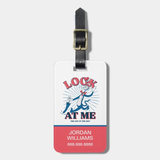 帽子をかぶった私の猫を見る ラゲッジタグ (正面縦)