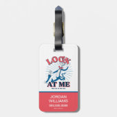 帽子をかぶった私の猫を見る ラゲッジタグ (裏面縦)