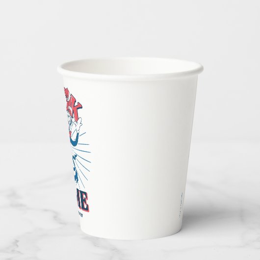 帽子をかぶった私の猫を見る 紙コップ (裏面)