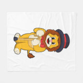 帽子をかぶった紳士としてのライオン フリースブランケット (正面(横))