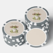 帽子をかぶった緑のカエル ポーカーチップ (積み重ね)