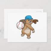 帽子をかぶった野球スポーツのビーバー ポストカード (正面/裏面)