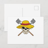 帽子をかぶった骸骨が農夫としてレーキを持って ポストカード (正面/裏面)