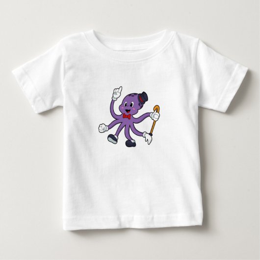 帽子をかぶった魔術師としてのタコ ベビーTシャツ (正面)