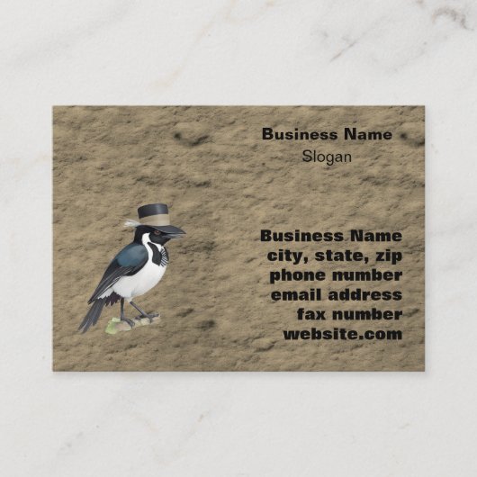 帽子をかぶって止まり木に立つマグピー 名刺 (正面)