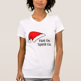 帽子をかぶって、元気に! 女性用クリスマスTシャツ Tシャツ