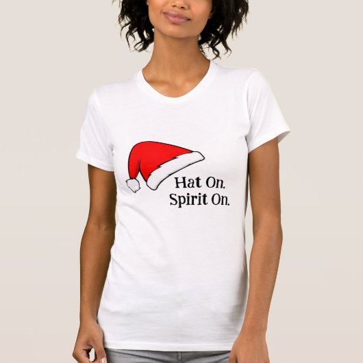 帽子をかぶって、元気に！ 女性用クリスマスTシャツ Tシャツ (正面)
