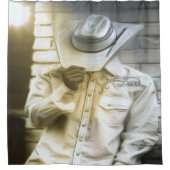 帽子を引っ張った西ロデオのカウボーイ シャワーカーテン (正面)