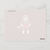 帽子を持ったかわいい靴下モンキーハート ポストカード (裏面)