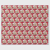 帽子を持つクリスマスゴールデンレトリバー ラッピングペーパー (フラット)