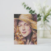 帽子を持つ女性 ポストカード (スタンド正面)