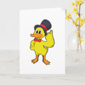 帽子を被ったあひる カード (黄色い花)