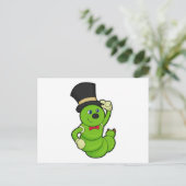 帽子を被ったイモムシの花婿 ポストカード (スタンド正面)