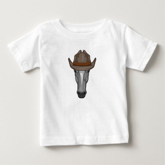 帽子を被ったカウボーイのような馬 ベビーTシャツ (正面)