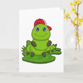 帽子を被ったケータピラー カード (黄色い花)