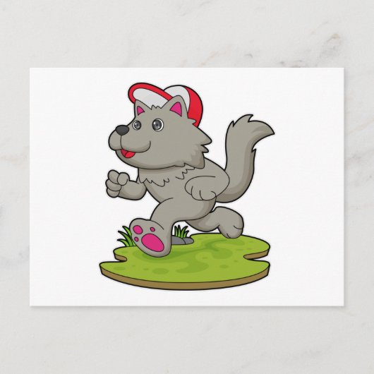 帽子を被ったランナー犬 ポストカード (正面)