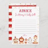 帽子を被った動物たち、両親へのベビーシャワーのアドバイス ノートカード (正面/裏面)
