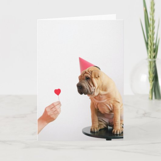 帽子を被った子犬 カード (正面)