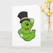 帽子を被った新郎のケータピラー カード (黄色い花)