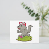 帽子を被った犬のランナー ポストカード (スタンド正面)