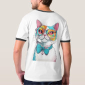 帽子を被った笑顔の猫-78190 Tシャツ (裏面フル)