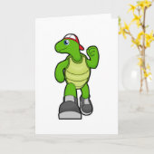 帽子を被った走るカメ カード (黄色い花)