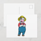 帽子を被った農夫のような牛 ポストカード (正面/裏面)