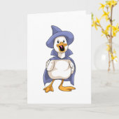 帽子を被った魔女のようなあひる カード (黄色い花)