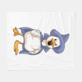 帽子を被った魔女のようなダック フリースブランケット (正面(横))