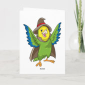 帽子を被った魔法使いのインコ カード (裏面)