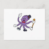 帽子を被った魔法使いのタコ ポストカード (正面)