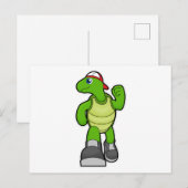 帽子を被って走るカメ ポストカード (正面/裏面)