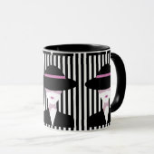 「帽子エレガントをかぶったシックな女性スタイリッシュ: マグカップ (正面右)