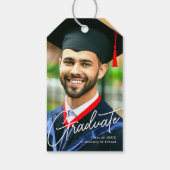 帽子オフからグラッドブルー&金ゴールドタッセル卒業 ギフトタグ (裏面)