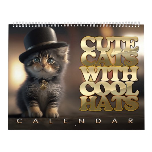 帽子カレンダークール付きかわいい猫 カレンダー (カバー)