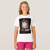 帽子スタイリッシュ猫 – 猫好きに最適な贈り物 Tシャツ (正面フル)
