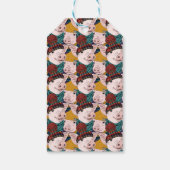 帽子パターンの豚 |名前の追加 ギフトタグ (裏面)